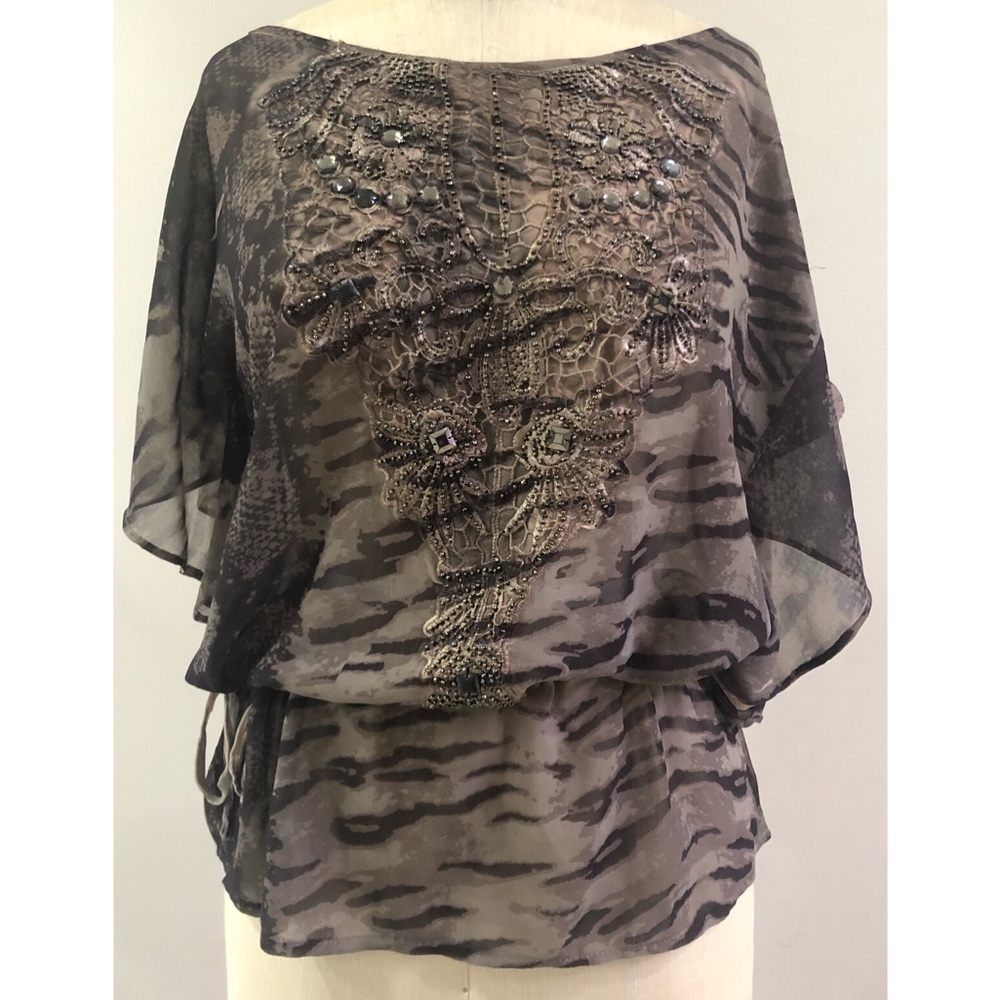 Women’s La Fee Sheer Blouse with Beaded Appliqué